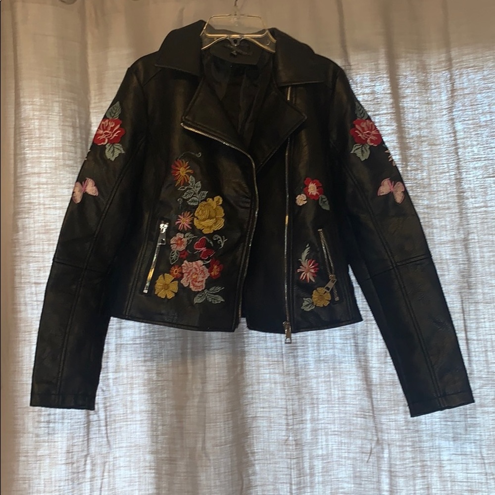 Embroidered Leather Jacket